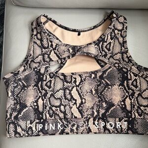 PINK Victoria's Secret Sport bra Top - Black and Cream snakeskin